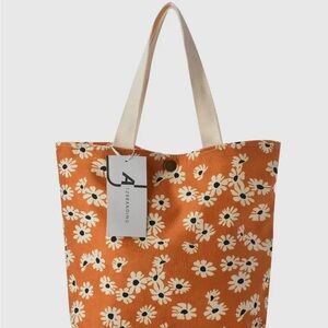 Orange Floral Women's Tote Bag
